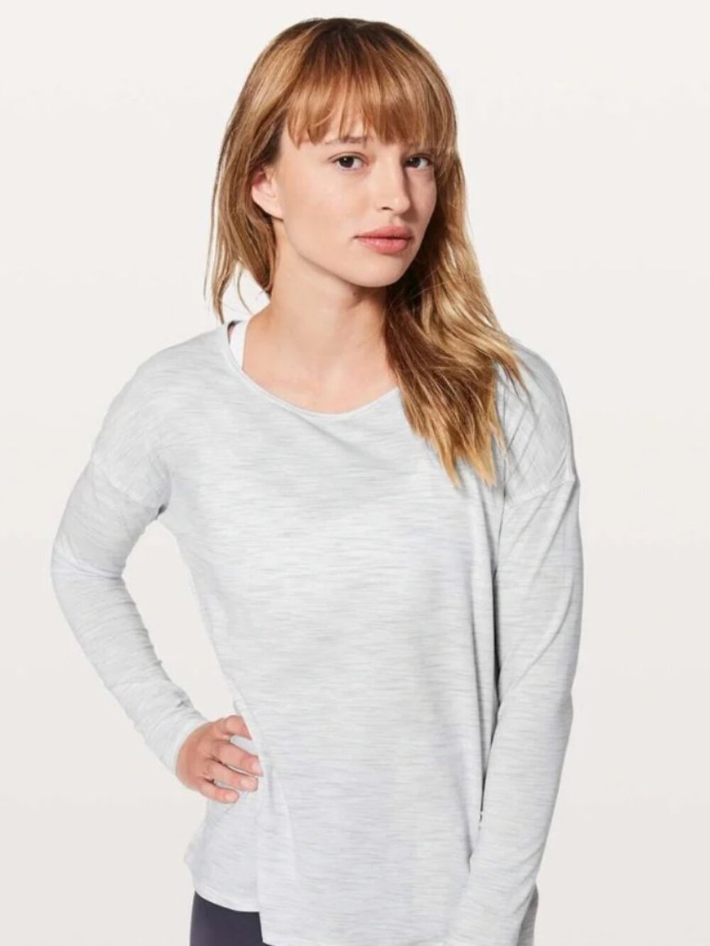 LULULEMON Back Into It Top Gray White 10 Long Sleeve - Picture 3 of 6